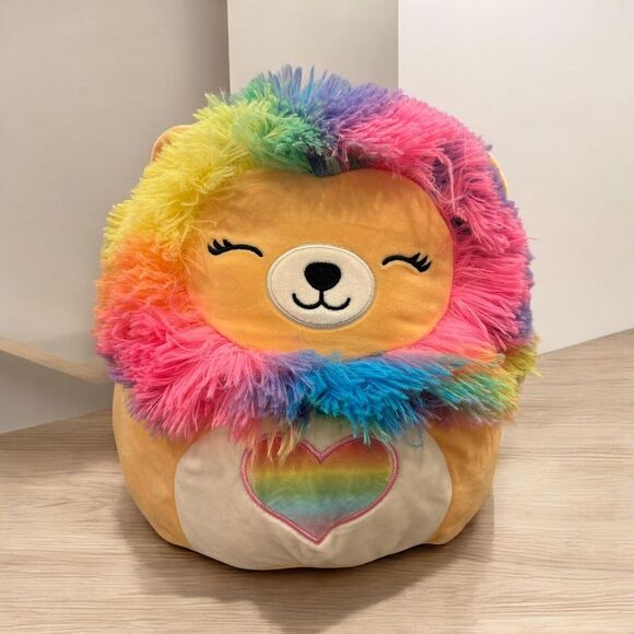 Squishmallow Lianne Lion‎ Plush Limited Edition Valentine Heart Rainbow 12" NWT - Picture 1 of 8